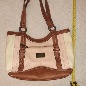 b.o.c. shoulder bag. Pink, cream, brown